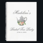 Pink Silver Bridal Shower Tea Party Gift List Notebook<br><div class="desc">Watercolor Floral Pink and Silver Bridal Shower Tea Party Gift List Notebook</div>