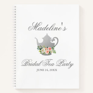 Pink Silver Bridal Shower Tea Party Gift List Notebook