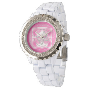 Pink & Silver Butterfly and Infinity Sign   Watch