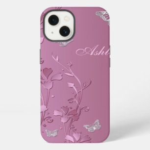 Pink Silver Butterfly Floral iPad Air Case