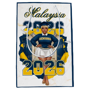 Pink & Silver Class of 2026 Senior Graduation Medium Gift Bag