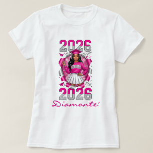 Pink & Silver Class of 2026 Senior Graduation T-Shirt