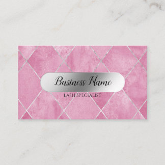 Pink Silver Eyelash Extensions Business Card