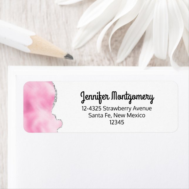 Pink & Silver Faux Glitter Border Stylish (Insitu)