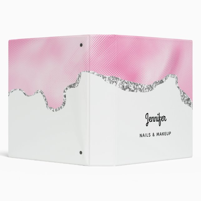 Pink & Silver Faux Glitter Border Stylish Binder (Background)