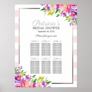 Pink & Silver Floral Bridal Shower Seating Chart
