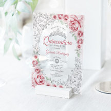 Pink Silver Floral Quinceanera