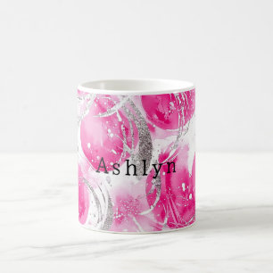 Pink Silver Glam Abstract Circles  Coffee Mug