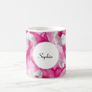Pink Silver Glam Abstract   Coffee Mug