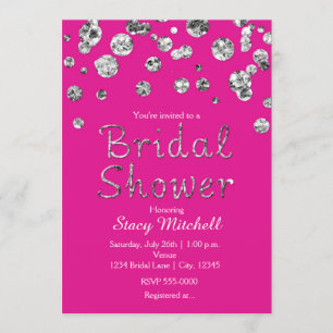 Pink Silver Glitter Bridal Shower Invitation