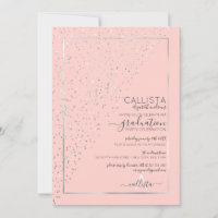 Pink Silver Glitter Diagonal Confetti Graduation