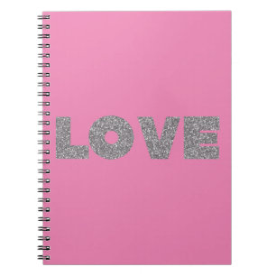 Pink Silver Glitter Love Notebook