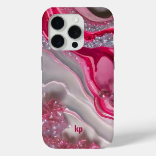 Pink silver glitter luxurious background iPhone 15 pro case