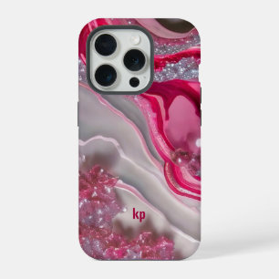 Pink silver glitter luxurious background iPhone 15 pro case