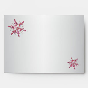 Pink, Silver Glitter Snowflake A7 Return Address Envelopes