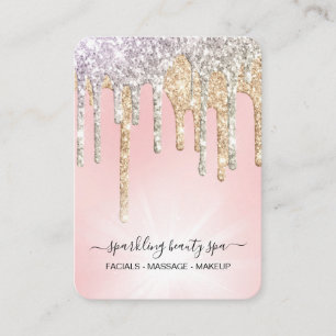 *~* Pink Silver + Gold  Drip Dripping GLITTER AP7 Business Card
