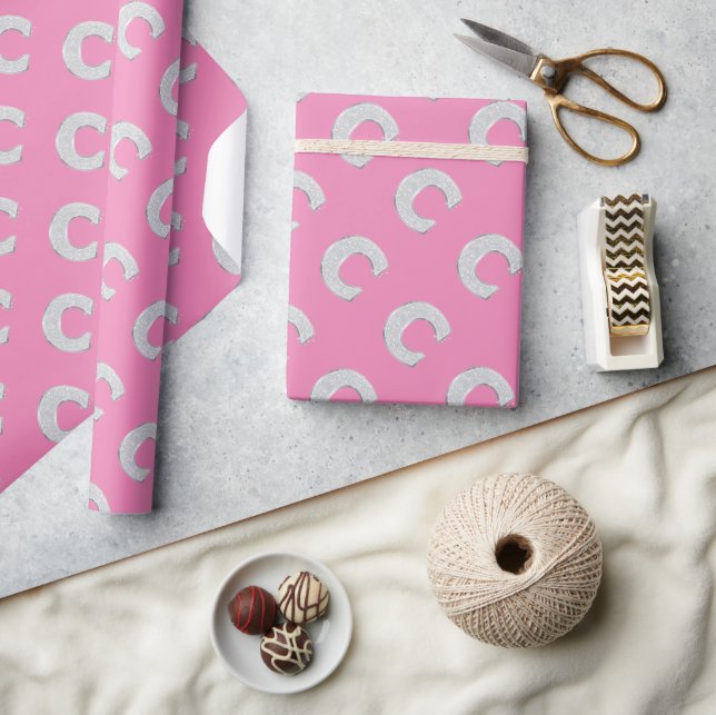 Pink Silver Letter C Wrapping Paper (Crafts)