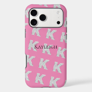 Pink Silver Letter K