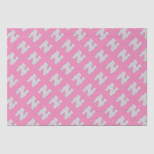 Pink Silver Letter N Tissue Paper