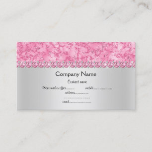 Pink silver marble elegant semi gloss business card