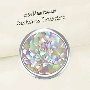 Pink Silver Monogram Mother o Pearl Envelope Seal 