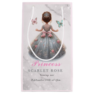 Pink silver princess gown Fairytale birthday party Small Gift Bag