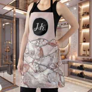 Pink Silver Professional Marble Agate Glam  Apron