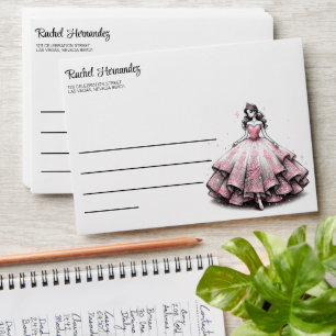 Pink & Silver Quinceañera Girl Envelope