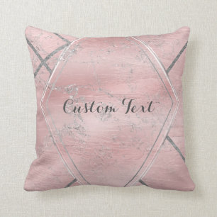 Pink & Silver Satin Sparkle Glam Designer Style Throw Pillow