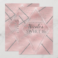 Pink & Silver Satin Sparkle Glam Sweet 16 Party