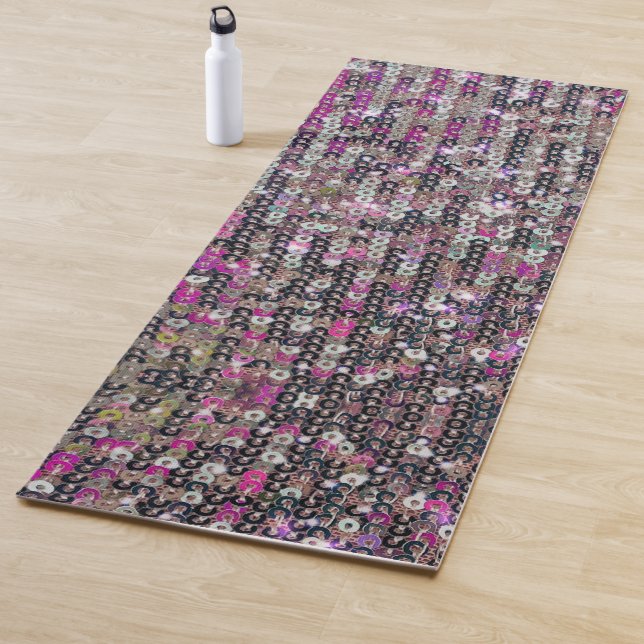Pink silver sequins | sparkle pattern   yoga mat (In Situ)