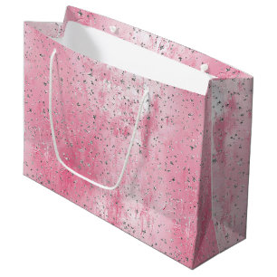 Pink Silver Stars Birthday Large Gift Bag