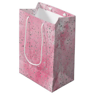 Pink Silver Stars Birthday Medium Gift Bag