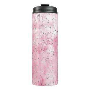 Pink Silver Stars Thermal Tumbler