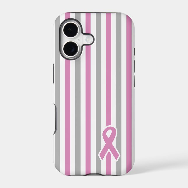 Pink & Silver Stripes custom iPhone case (Back)
