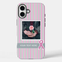 Pink & Silver Stripes custom photo & text cases
