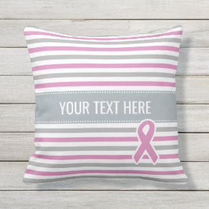 Pink & Silver Stripes custom throw pillow