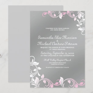Pink Silver Wedding Invitation