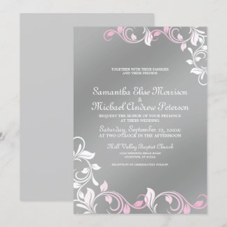 Pink|Silver Wedding Invitation