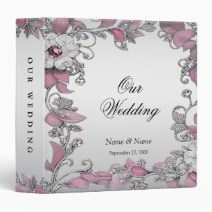 Pink Silver White Floral Album Binder