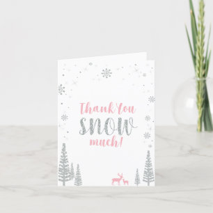Pink & Silver Winter Wonderland Carte de remerciem