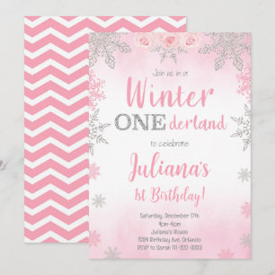 Pink Silver Winter Wonderland Invitation