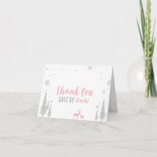 Pink & Silver Winter Wonderland Thank You Card