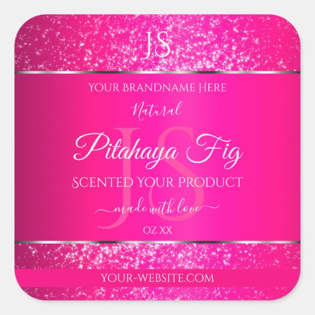 Pink Silver with Glitter Initials Product Labels (Front)