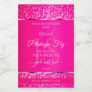 Pink Silver with Glitter Initials Product Labels