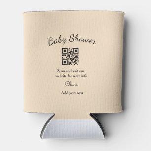 Pink simple baby shower q r code add name text thr can cooler