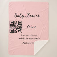 Pink simple baby shower q r code add name text thr