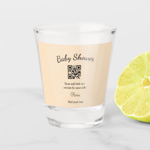 Pink simple baby shower q r code add name text thr shot glass