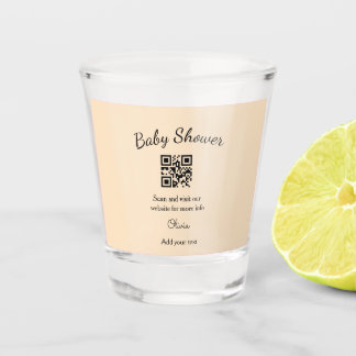 Pink simple baby shower q r code add name text thr shot glass