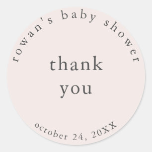 Pink Simple Baby Shower Thank You Sticker